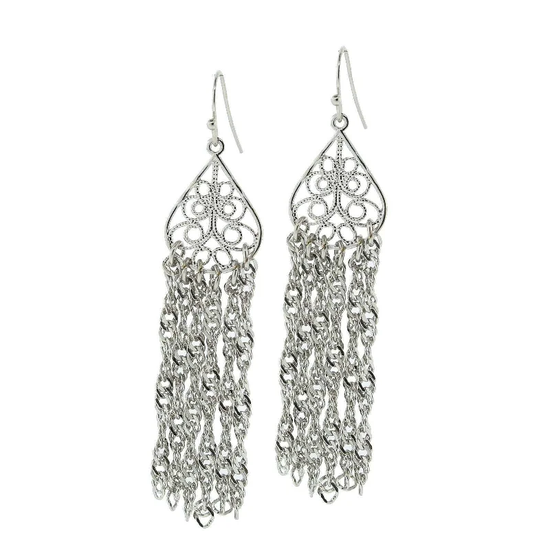 Clearance Sale On High-End Jewelry Collections 1928 Jewelry Silver Filigree Teardrop Tassel Earrings