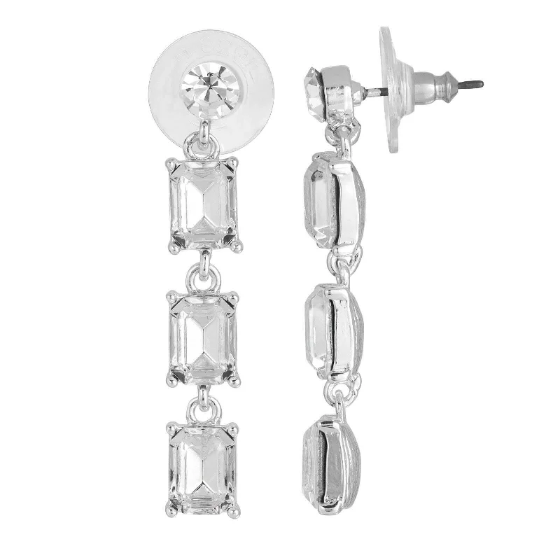 Elegant Jewelry, Exclusive Prices – Shop Now 1928 Jewelry Triple Octagon Austrian Crystal Post Drop Earrings