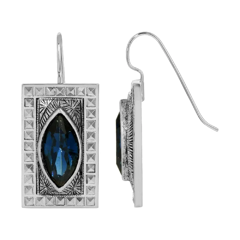 Affordable Glamour – Premium Jewelry At Special Prices 1928 Jewelry Vivida Rectangular Montana Blue Glass Crystal Drop Earrings