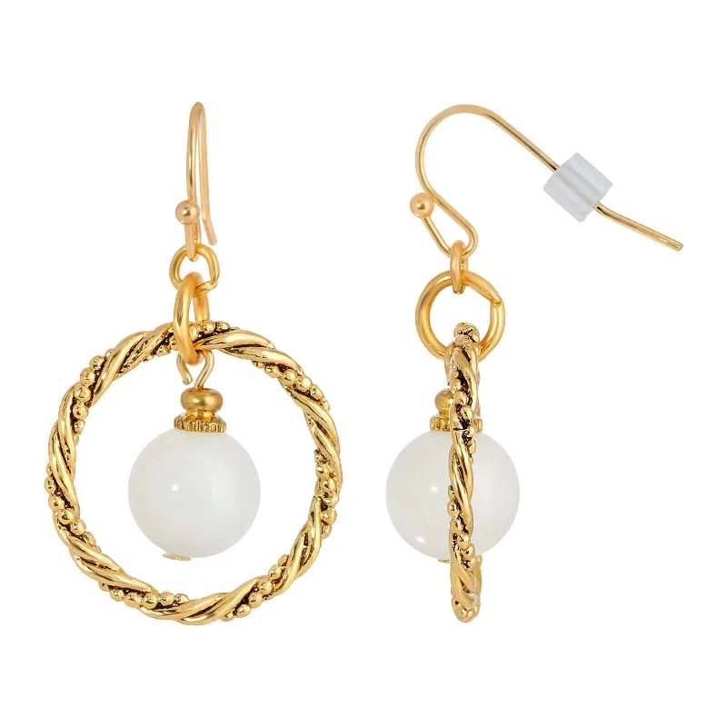 Holiday Jewelry Sale – Perfect Gifts At Great Prices 1928 Jewelry White Quartz Bead Twisted Hoop Earrings