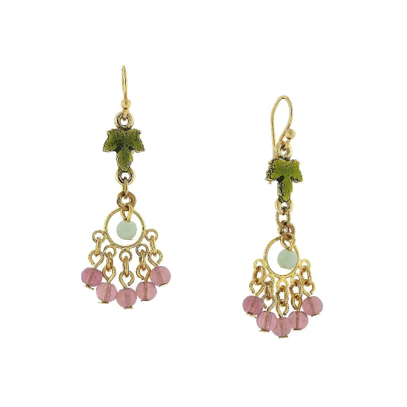 Chic, Trendy, And Affordable Jewelry Sale 1928 Jewelry Winery Multi-Color Beaded Grape Leaf Drop Earrings