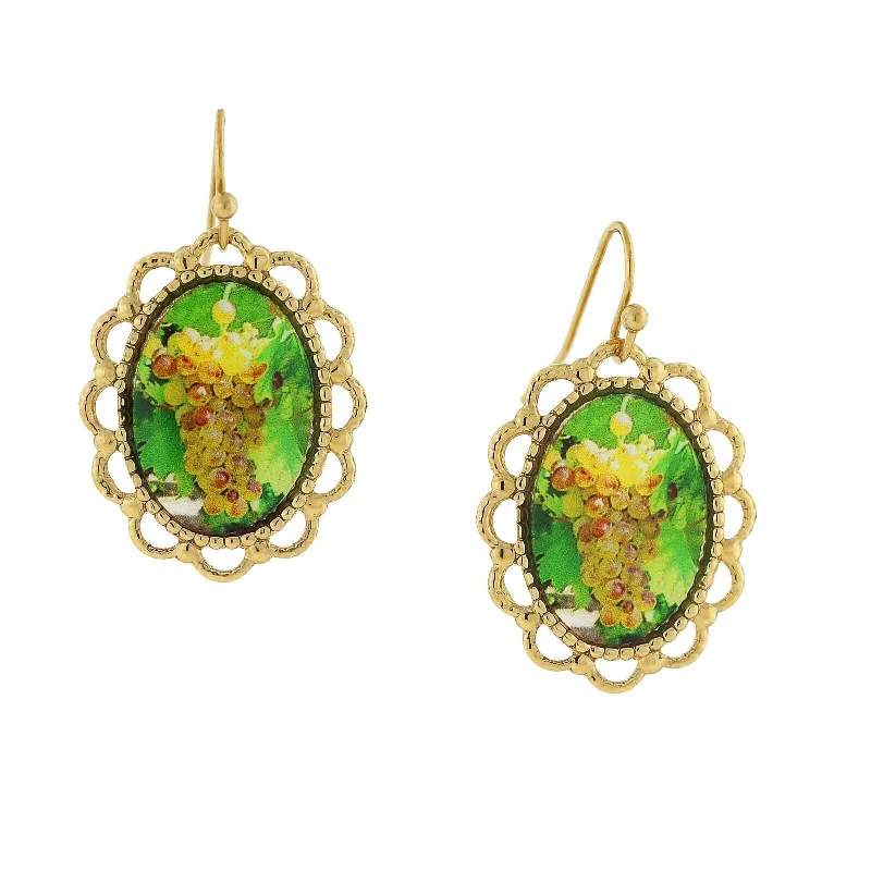 Unmissable Jewelry Discounts – Elevate Your Look For Less 1928 Jewelry Winery Yellow Grapes Decal Oval Drop Earrings