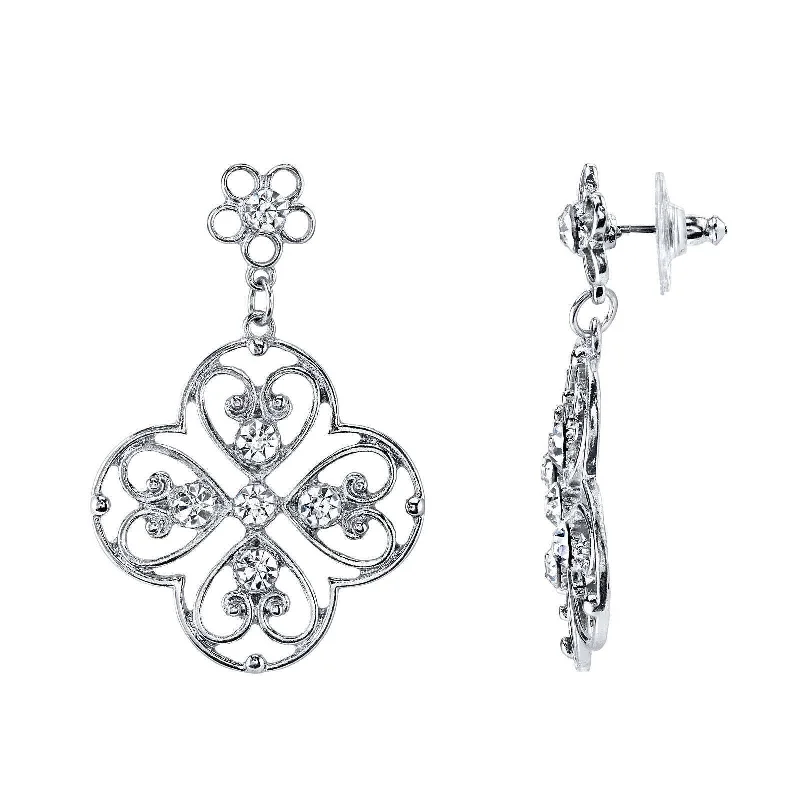 Trendy And Classic Jewelry Now At Reduced Prices 1928 Jewelry Ornate Filigree Crystal Drop Earrings