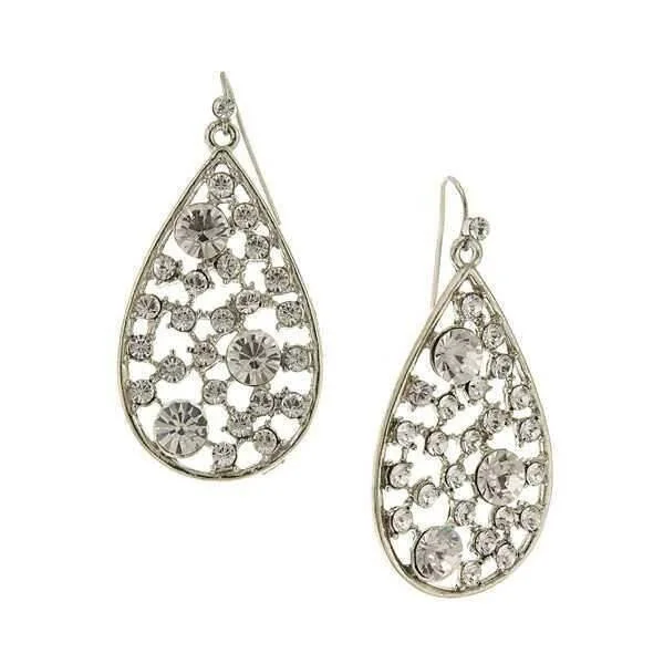 Luxury Handcrafted Jewelry For Elegant Looks 2028 Jewelry Crystal Open Work Multi-Stone Teardrop Earrings