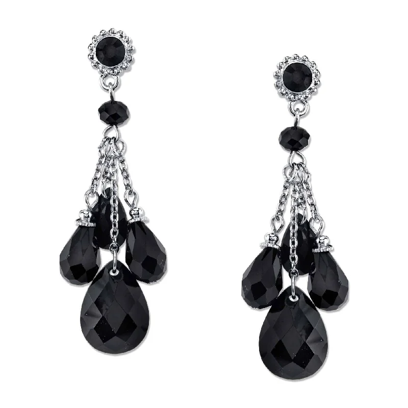 Trending Jewelry Styles Now At Limited-Time Discounts 2028 Jewelry Jet Black Briolette & Teardrop Beaded Dangling Earrings