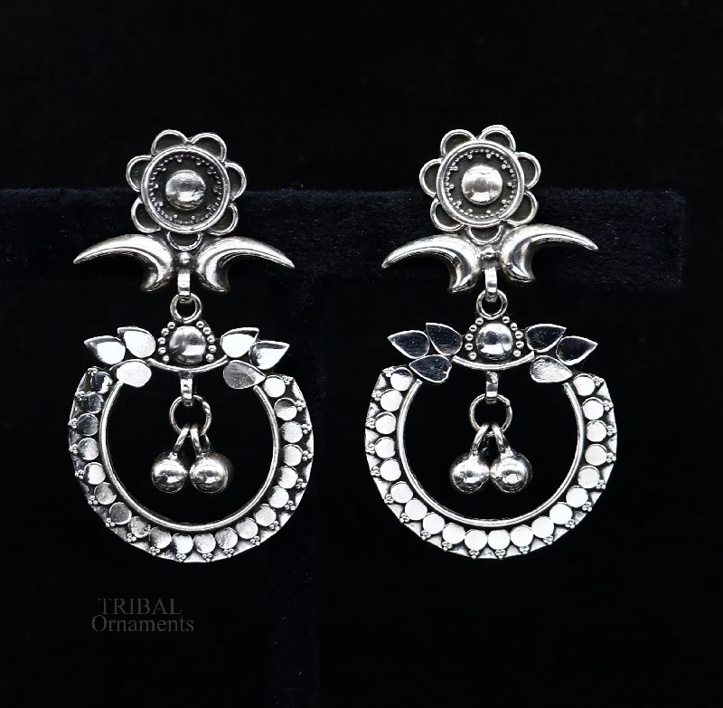 Clearance Sale On High-End Jewelry Collections 925 silver drop dangle chandbali design stud earring, earring tribal belly dance temple jewelry vintage india ear1081