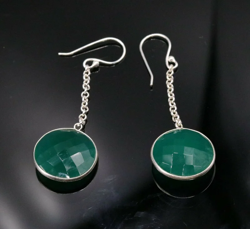 Limited Stock On Premium Jewelry At Low Prices 925 solid silver green onyx hoops long earrings modern stylish jewelry s150