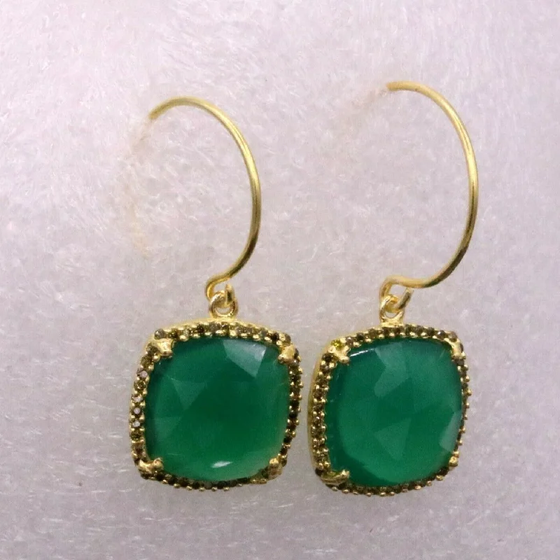 Make Your Outfit Shine With Discounted Jewelry 925 Sterling silver green onyx stone hoops earrings women's girl's jewelry s300