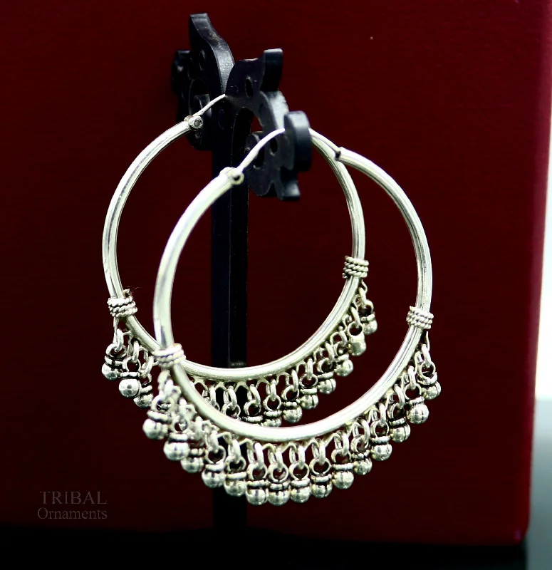 Jewelry Clearance Sale – Final Reductions 925 sterling silver handmade fabulous hoops earring with gorgeous hanging drops, customized large earring personalized gift s1012