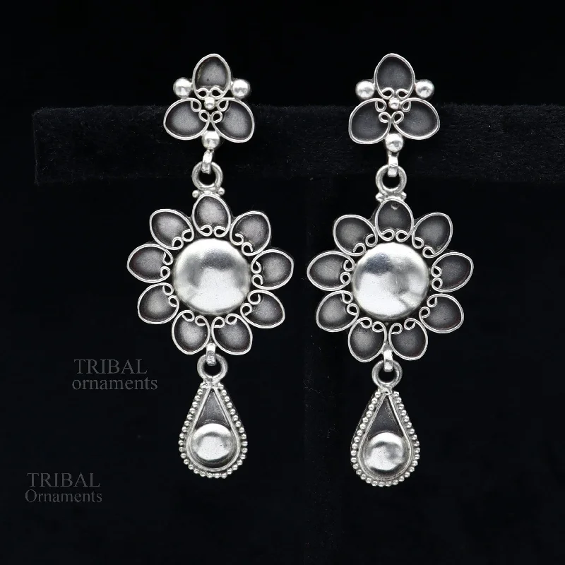 Limited-Stock Jewelry Sale – Once It's Gone, It's Gone 925 sterling silver handmade unique fancy design floral stud earring attractive gifting jewelry, tribal earring drop dangle ear1109