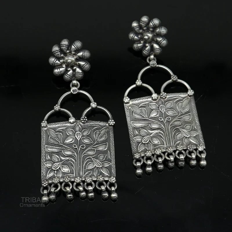 Stunning Statement Jewelry, Unbeatable Discounts 925 sterling silver handmade vintage antique floral design excellent customized stud earring gorgeous hanging drops tribal earrings s961