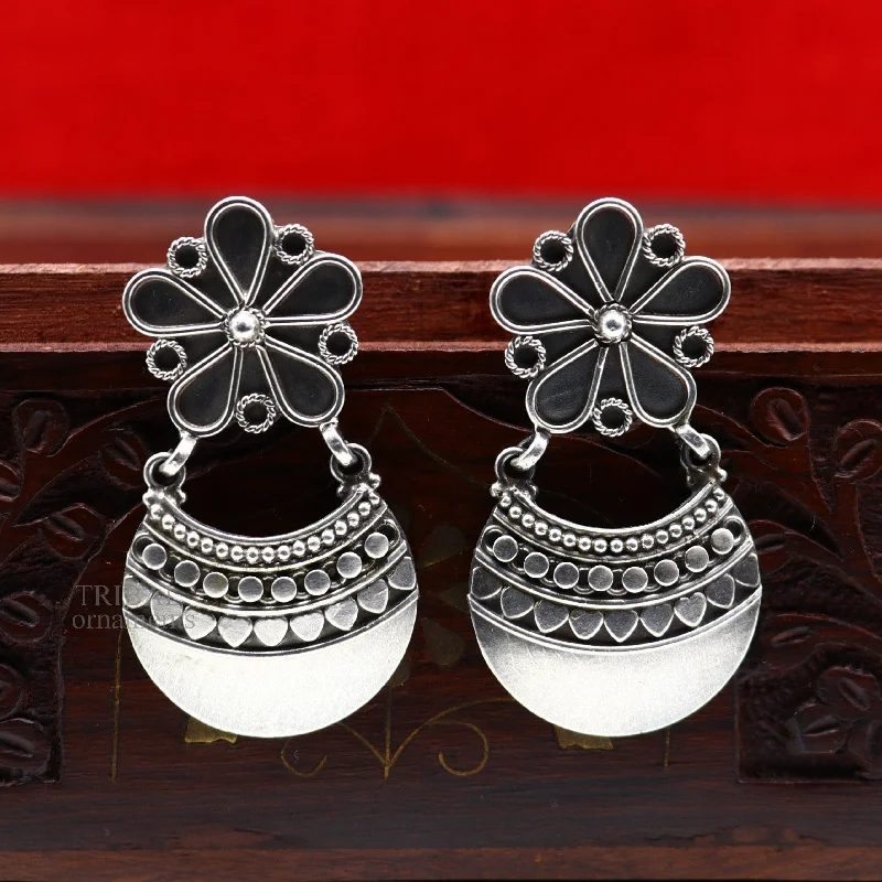 Personalized Jewelry At Special Discount Rates 925 sterling silver handmade vintage kalash design floral stud earring attractive gifting jewelry, tribal earring drop dangle ear1102