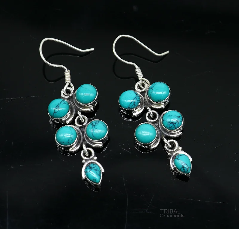 The Perfect Accessory For Less – Jewelry Sale Live 925 sterling silver hoops earring, gorgeous Blue turquoise stone charm earring excellent gifting brides earring party jewelry s992