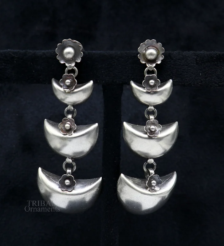 Adjustable Charm Bracelets For A Perfect Fit 925 sterling silver tribal Earrings,half moon earrings, stud earring hanging drop dangle jewelry wedding party tribal jewelry ear1098