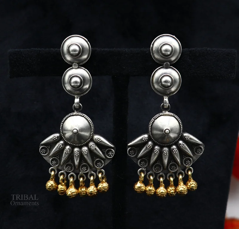 Handcrafted Jewelry Sale – Unique Designs At Low Prices 925 sterling silver vintage design traditional stud drop dangle earring with hanging gold polished jingling bells s gifting earrings ear1140