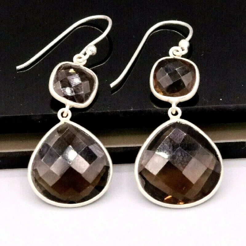 Trending Jewelry Now Available At Exclusive Prices Amazing 925 sterling silver hoops dangle smoky quartz best for girls stylish jewelry s171