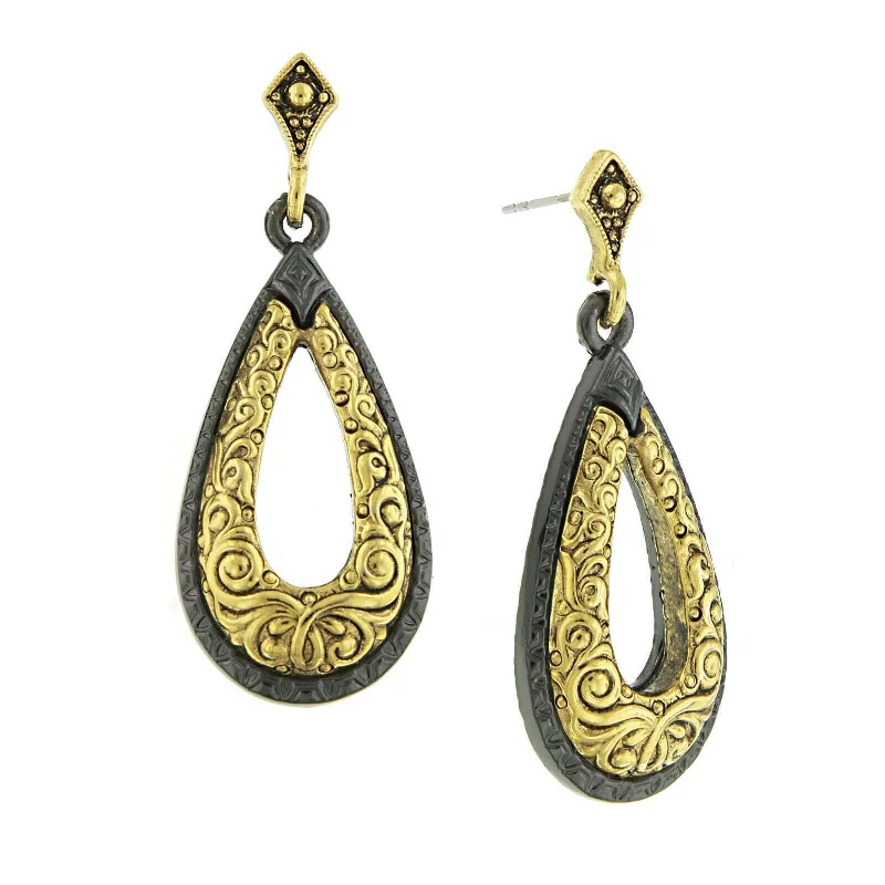 Delicate Crystal Jewelry For Sophisticated Charm Antiquities Couture Two Tone Teardrop Earrings