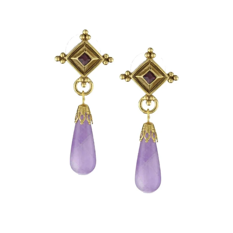 Breathtaking Jewelry At Limited-Time Savings Antiquities Couture Purple Amethyst Teardrop Gemstone & Crystal Post Dangle Earrings