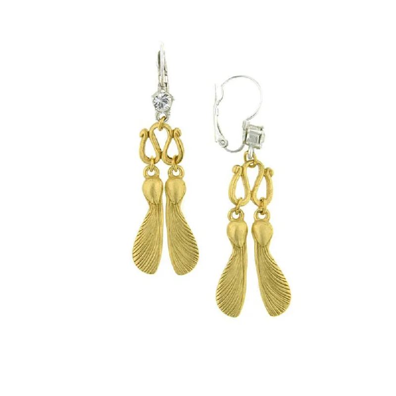 Shop Elegant Jewelry At Unbeatable Prices Antiquities Couture Two Tone Crystal Maple Seed Lever Back Earrings