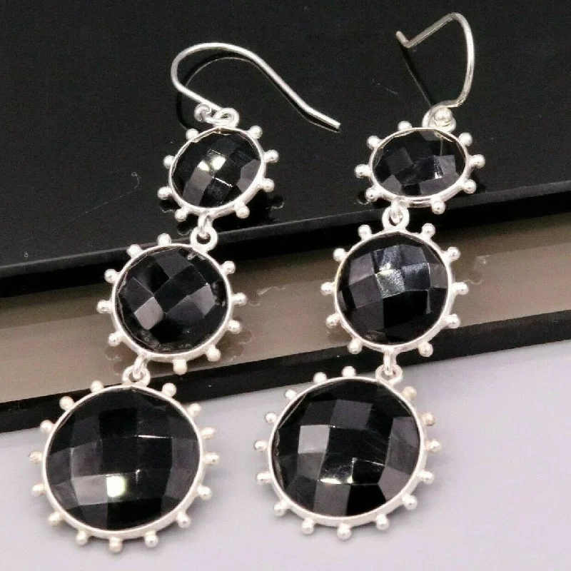 Personalized Jewelry Sale – Unique Pieces At Great Prices Black onyx 925 silver handmade earrings dangling gorgeous jewelry girls s174