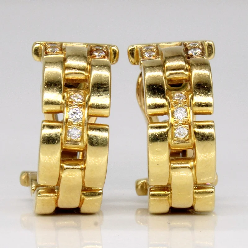 Limited-Time Offer On Premium Jewelry Collections 'Cartier' Vintage Maillon Pantheré Diamond Hoop 18k Earrings | 0.28ctw |