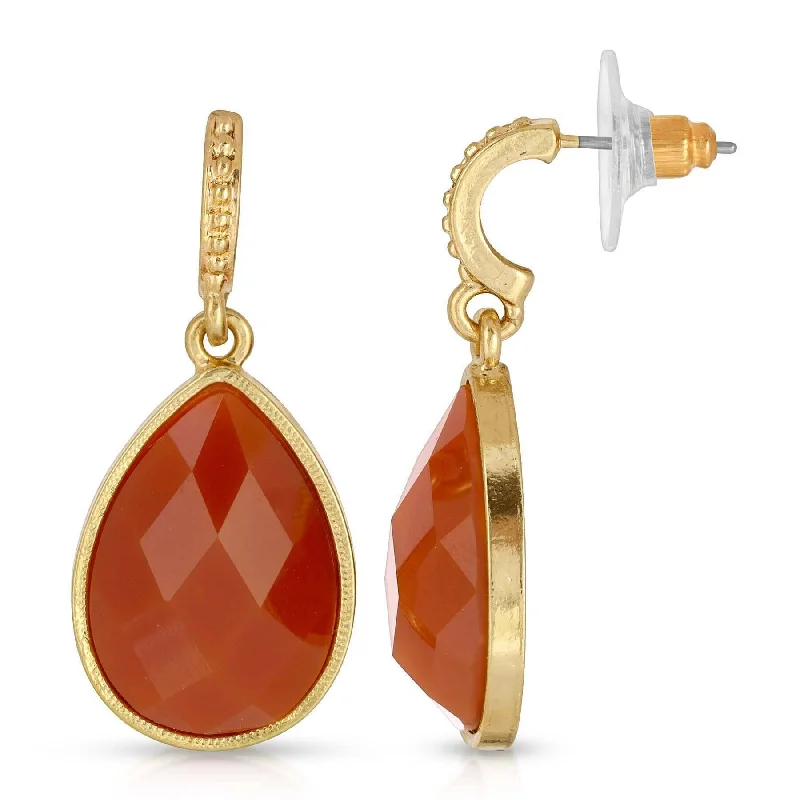 Don't Miss Out – Shop Elegant Jewelry For Less 1928 Jewelry Red Faceted Teardrop Drop Earrings