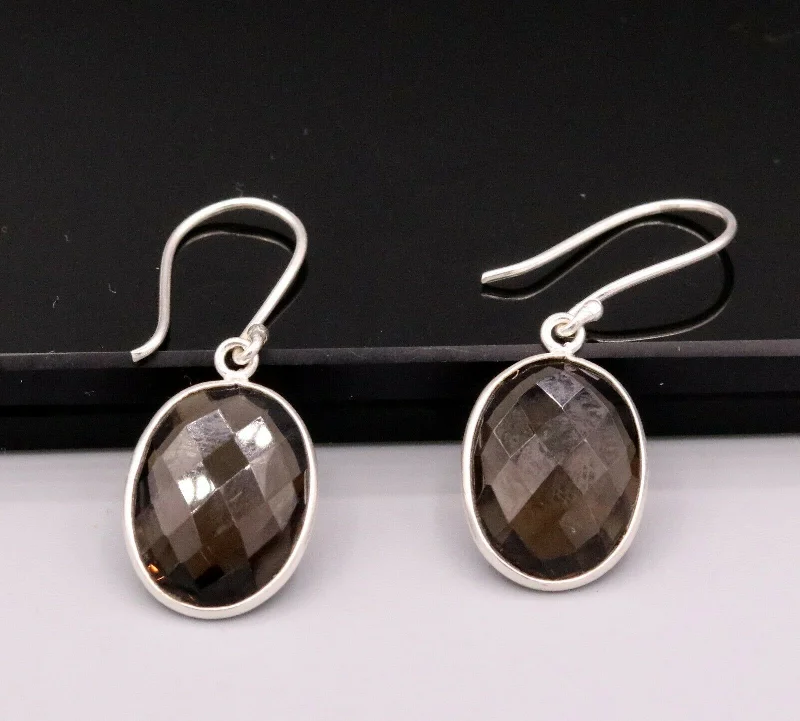 Flash Sale On Stunning Jewelry – Don't Miss Out Fabulous smoky quartz 925 silver drop dangle hoops earrings daily use stud s183