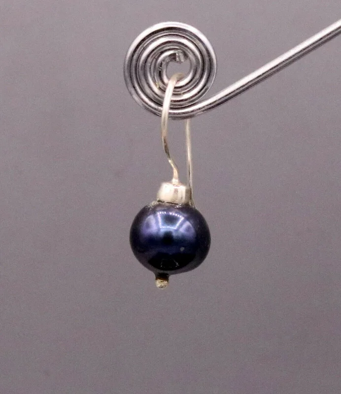 Handcrafted Jewelry Sale – Unique Designs At Low Prices Fresh water blue pearl earrings hoops dangling 925 solid silver jewelry s195