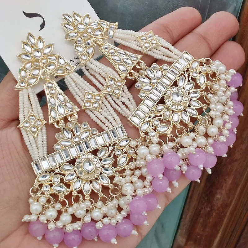 Huge Markdowns On Premium Jewelry Styles FS Collection Gold Plated Kundan Stone And Pearl Dangler Earrings
