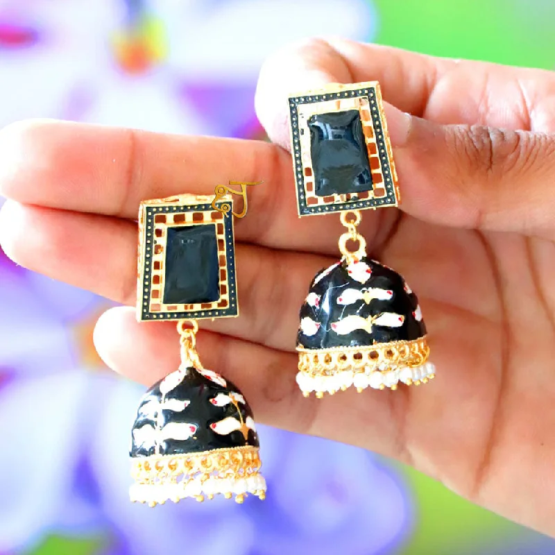Shop Fine Jewelry With Amazing Deals FS Collection Gold Plated Pearls Meenakari Jhumki Earrings