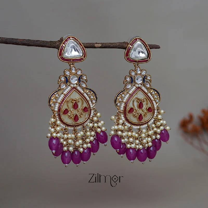 Chic, Trendy, And Affordable Jewelry Sale FS1011251 -  Designer Kundan Chandbali Earrings