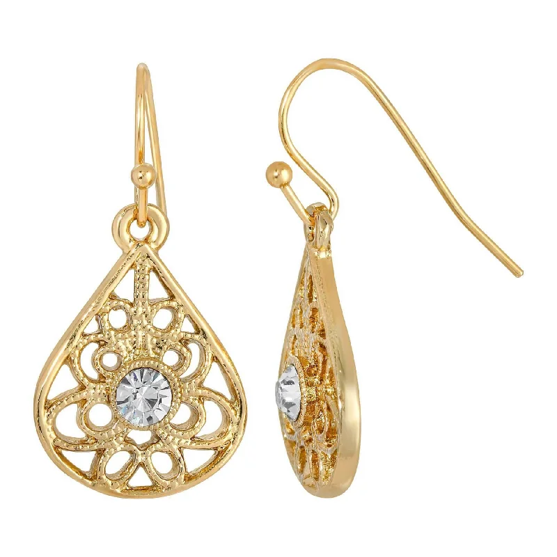 Unbeatable Offers On Luxury And Everyday Jewelry 1928 Jewelry Clear Crystal Filigree Teardrop Earrings