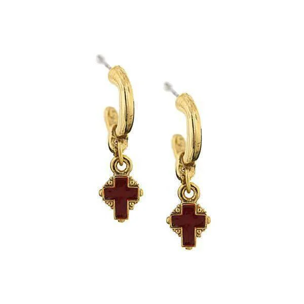 Unmissable Jewelry Sale – Shop Before It's Too Late Symbols of Faith Hoops With Red Enamel Cross Drop Earrings