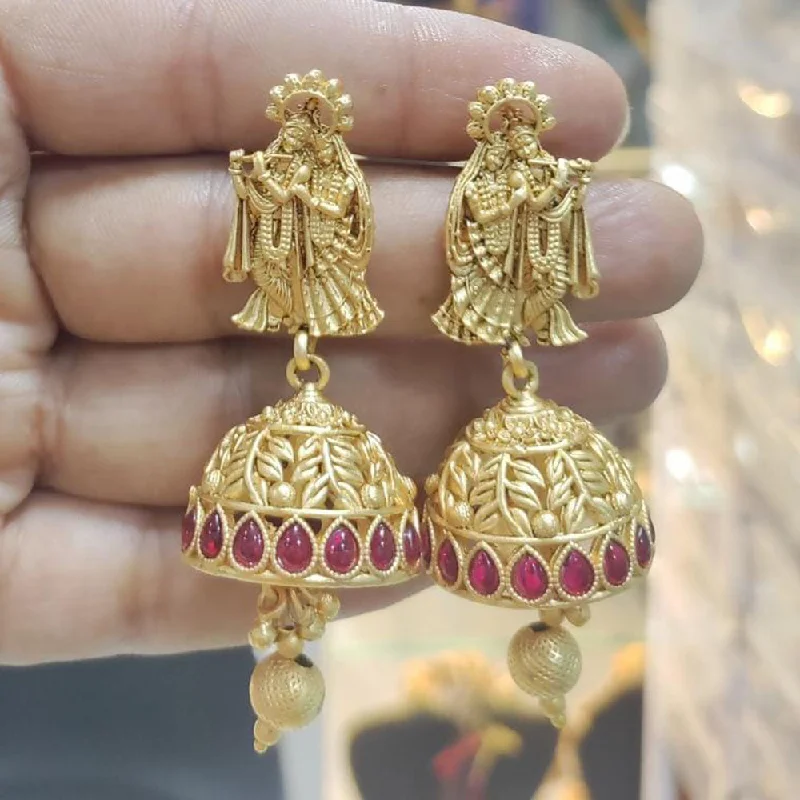 Chic And Stylish Jewelry At Exclusive Prices Manisha Jewellery Gold  Plated Pota Stone And Pearls Temple Jhumki Earrings