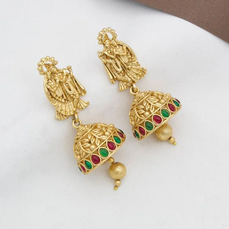 Affordable Luxury Jewelry For Every Occasion Manisha Jewellery Gold  Plated Pota Stone And Pearls Temple Jhumki Earrings
