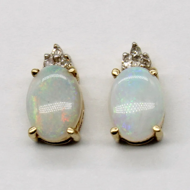 Jewelry Sale Bonanza – Grab Your Sparkle Now Opal & Diamond Earrings | 1.40ctw, 0.03ctw |