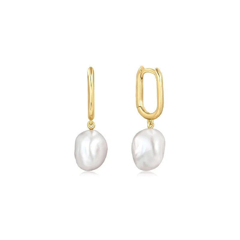 Buy More, Save More On Stunning Jewelry Pieces Oval Huggie Hoops With Pearl Drop Earrings