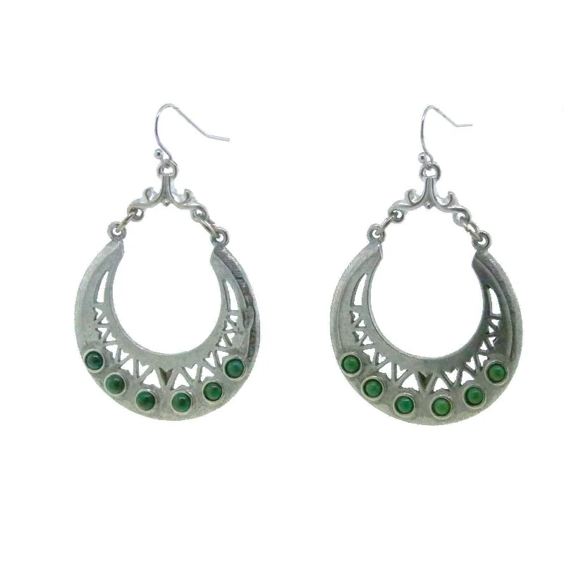 The Biggest Jewelry Sale Of The Year Is Here T.R.U. Pewter Genuine Green Malachite Hoop Earrings