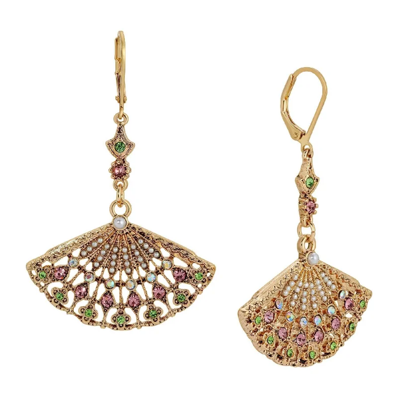 Jewelry Sale Bonanza – Grab Your Sparkle Now Regency Deco Blooming Elegance Multi Crystal & Faux Pearl Dangling Earrings