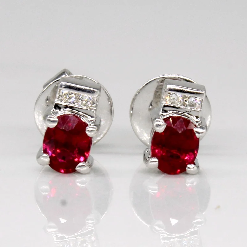 Limited-Time Jewelry Sale – Elegant Styles At Less Ruby & Diamond 18k Earrings | 1.20ctw, 0.04ctw |