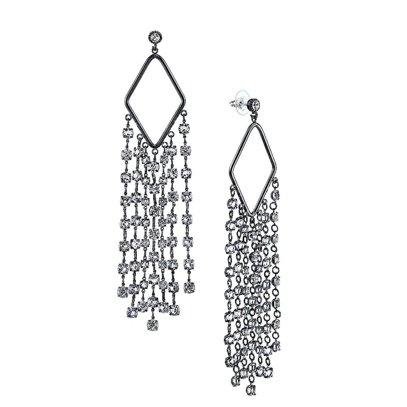 Save On Luxury Jewelry Pieces – Limited-Time Offers 1928 Bridal Genuine Austrian Crystal Tassel Statement Drop Earrings