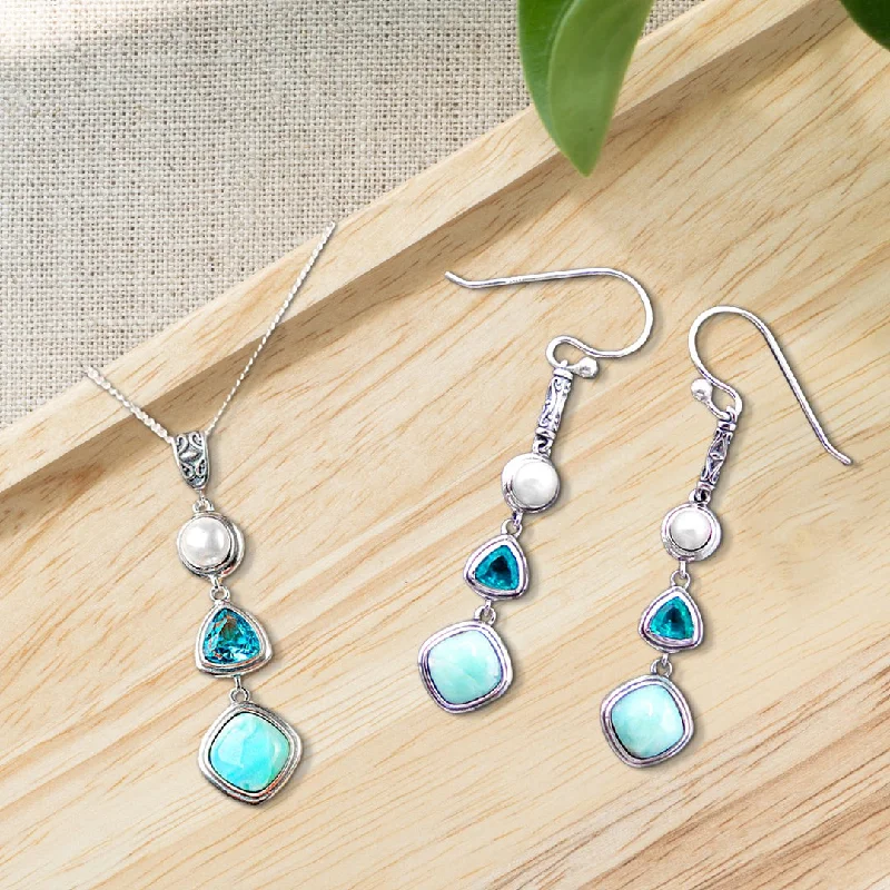 Make Your Outfit Shine With Discounted Jewelry Silver Larimar Set