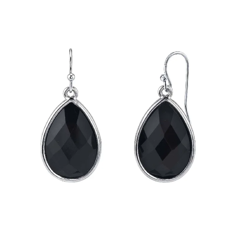 Stunning Statement Jewelry, Unbeatable Discounts 2028 Jewelry Black Faceted Teardrop Drop Earrings