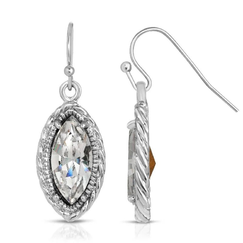 Upgrade Your Collection With Our Limited-Time Jewelry Sale 1928 Jewelry Clear Crystal Navette-Shaped Earrings