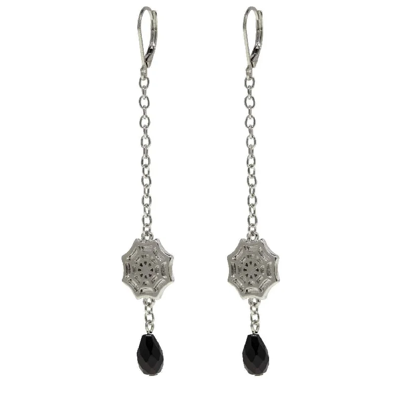 Trending Jewelry Styles Now At Limited-Time Discounts 1928 Jewelry Drop Chain Spider Web With Black Bead Earrings