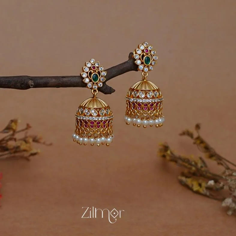 Sparkle More For Less – Jewelry Sale Happening Now SN1011232 -Ad Stone Pearl Hanging Jumkha Earrings