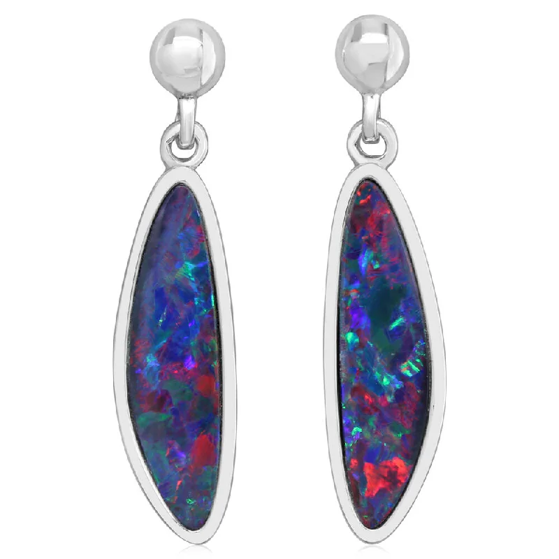 Best Jewelry Deals – Shop Premium Pieces At Great Prices Sterling Silver Australian Opal Doublet Dangle Earrings