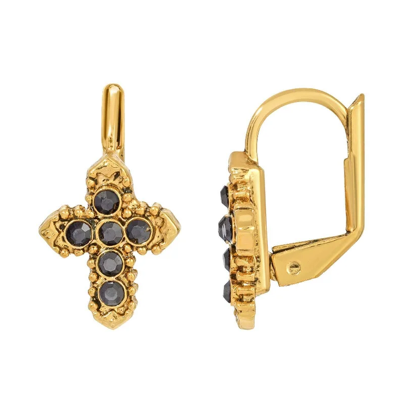 Breathtaking Jewelry, Breathtaking Prices Symbols Of Faith Black Hematite Crystal Cross Earrings