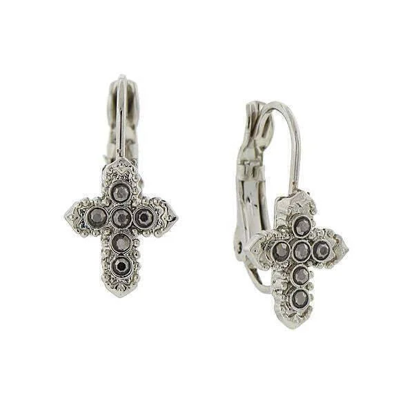 Exclusive Jewelry Sale Event – Shop Now Symbols Of Faith Hematite Crystal Petite Cross Earrings