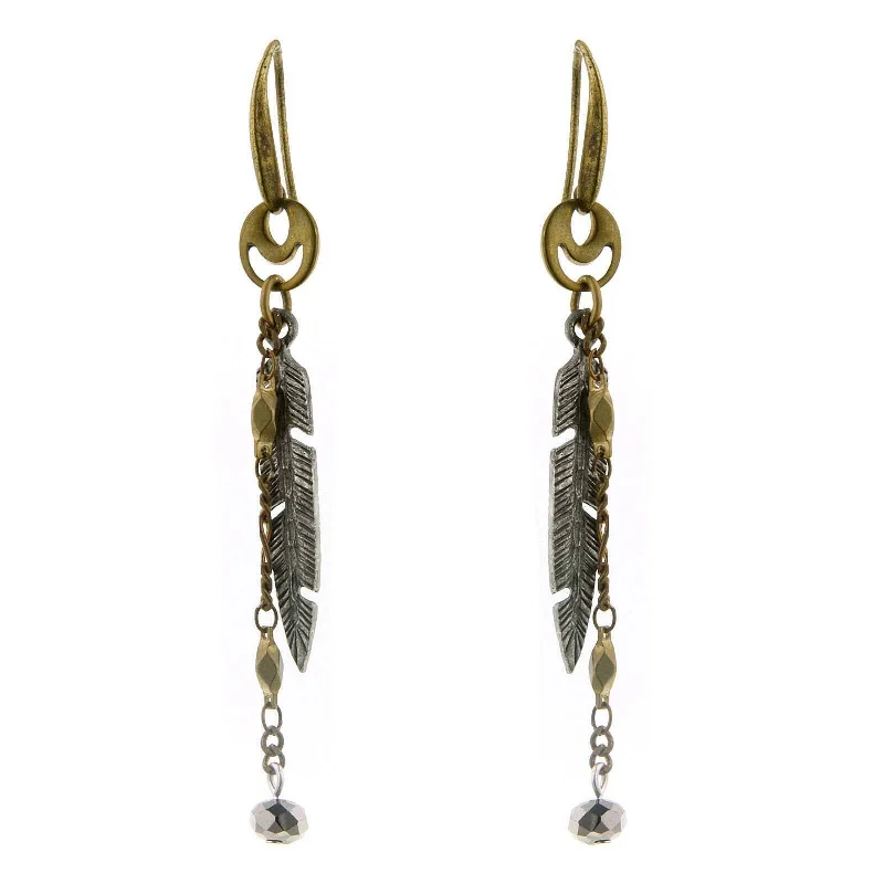 Sparkle On A Budget – Fine Jewelry For Less T.R.U. Two Tone Delicate Feather Drop Earrings